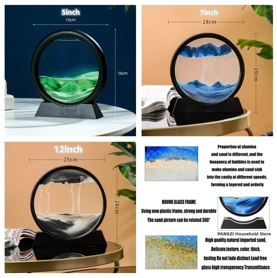 DecoraDepot™ - 3D Moving Sand Art Picture Round Glass